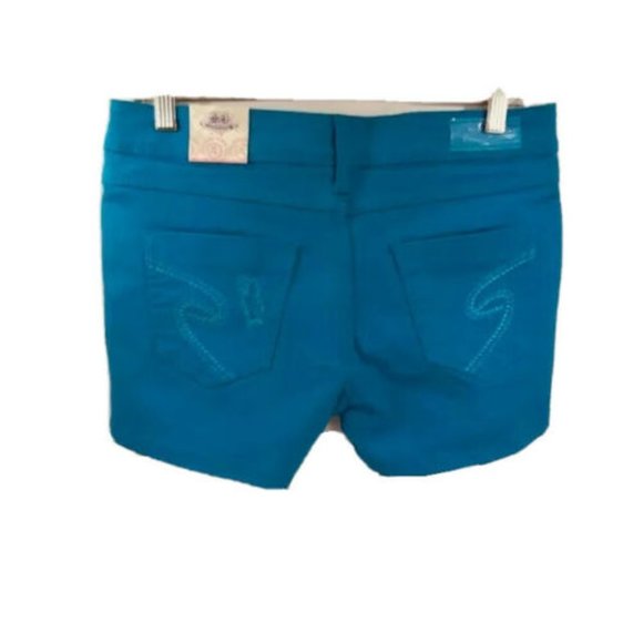 Soho Babe Juniors Womens Turquoise Short Shorts Distressed Look Sizes 5 - 15 - Picture 2 of 3